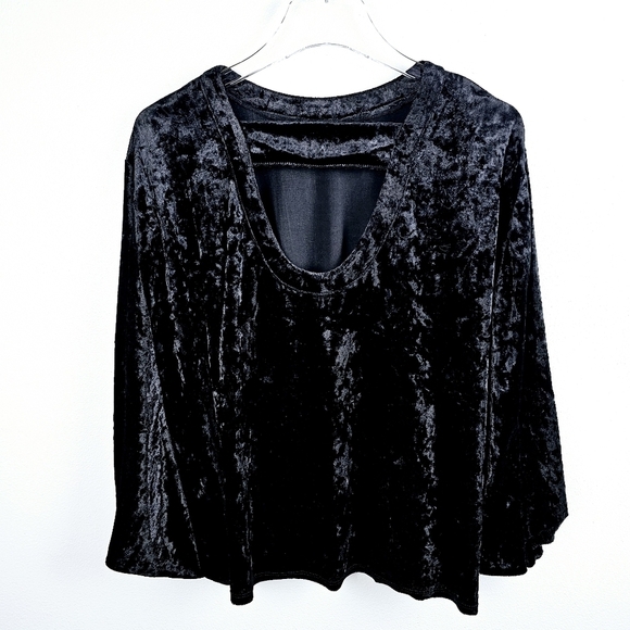 World Market Black Velvet Bat Wing Shirt - Picture 2 of 5